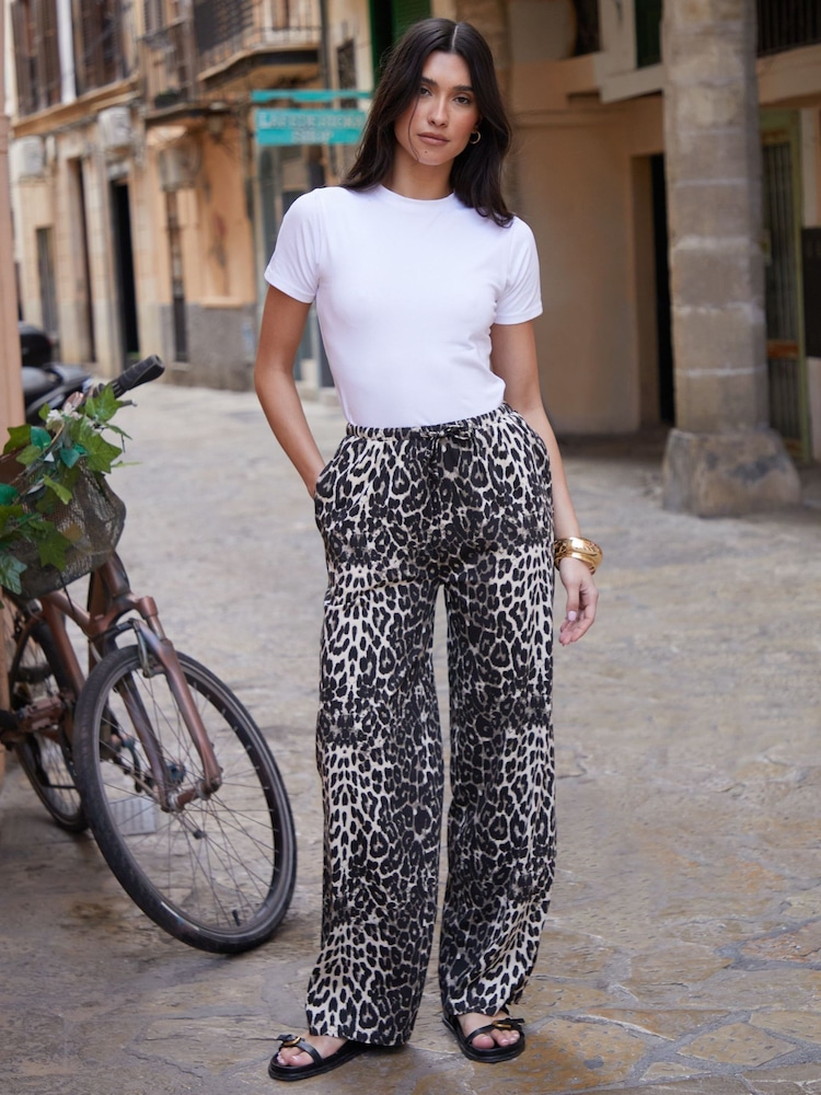 Threadbare Animal Jersey Wide Leg Trousers - Image 1 of 4