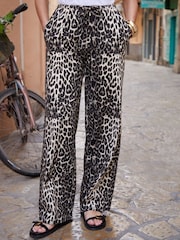 Threadbare Animal Jersey Wide Leg Trousers - Image 2 of 4