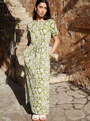 Threadbare Green Ruched Waist Jersey Midi Dress - Image 4 of 4