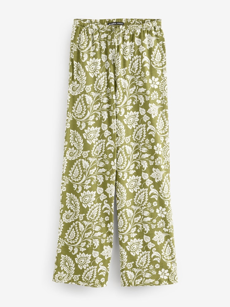 Threadbare Green Jersey Wide Leg Trousers - Image 1 of 1