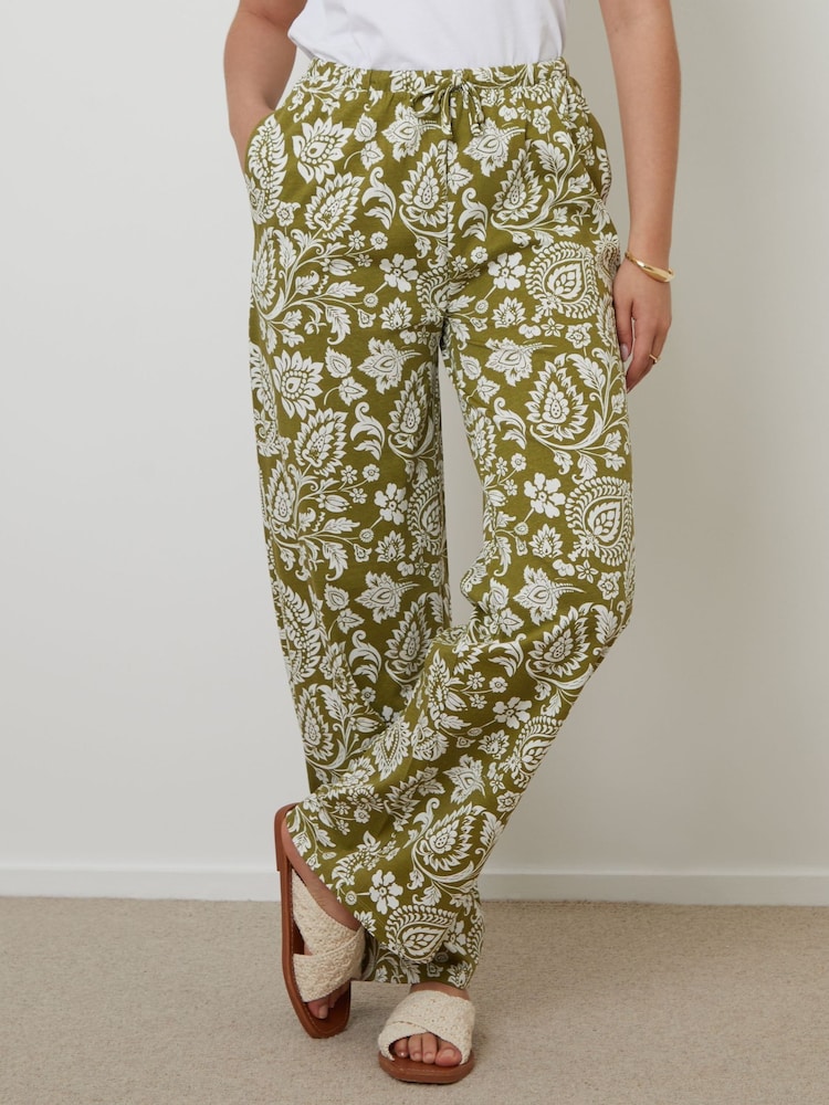 Threadbare Green Jersey Wide Leg Trousers - Image 2 of 5