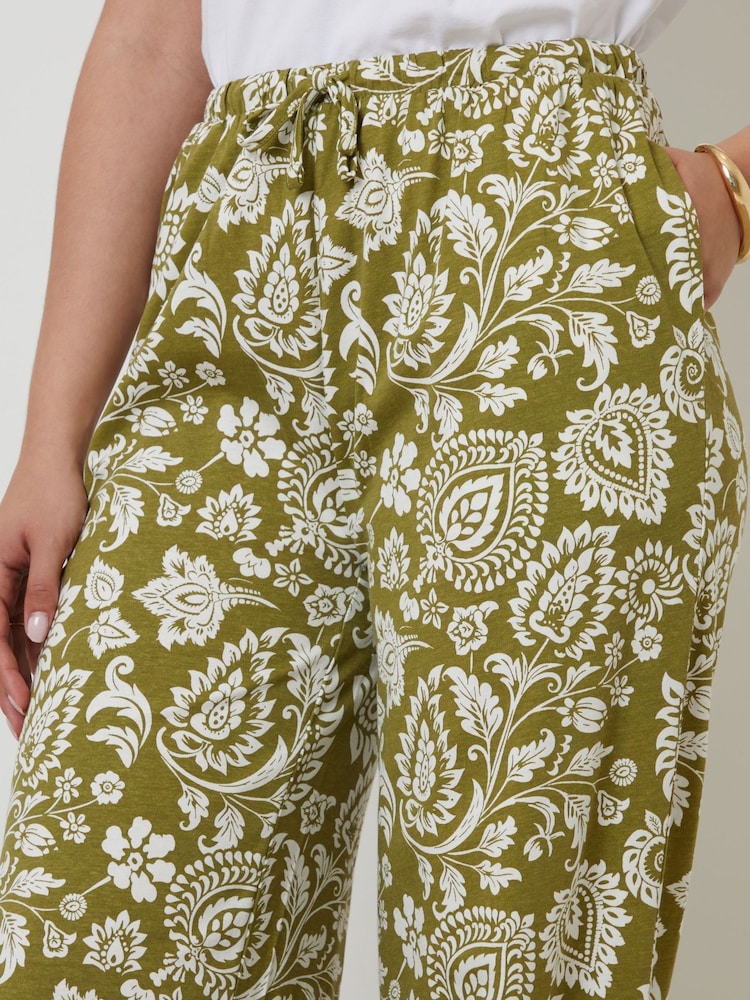 Threadbare Green Jersey Wide Leg Trousers - Image 4 of 4