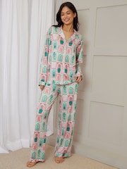 Threadbare Pink Printed Long Button Through Pyjamas - Image 1 of 7