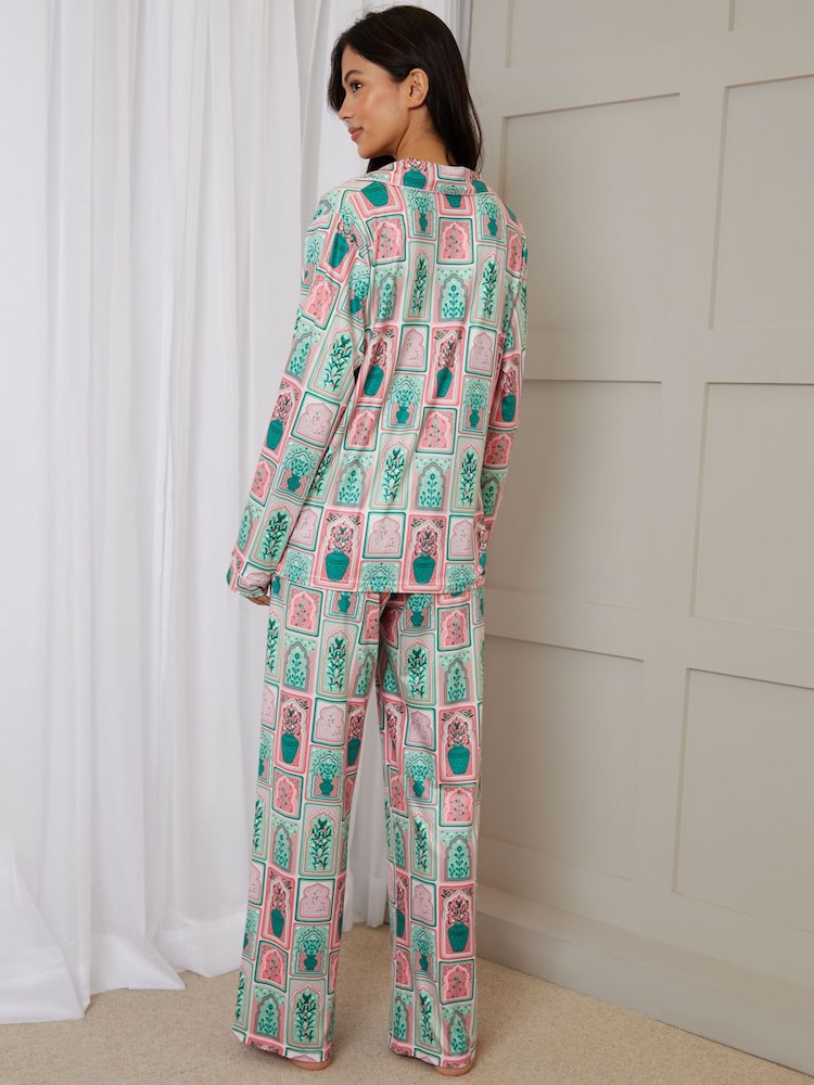 Threadbare Pink Printed Long Button Through Pyjamas - Image 2 of 7