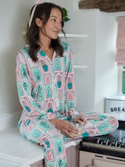 Threadbare Pink Printed Long Button Through Pyjamas - Image 3 of 7