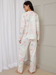 Threadbare Multi Printed Long Button Through Pyjamas - Image 3 of 4