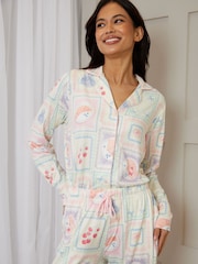 Threadbare Multi Printed Long Button Through Pyjamas - Image 4 of 4