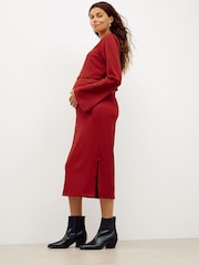 Vermelho Borgonha - Vestido Maternity de manga comprida para amamentação - Imagem 2 de 9