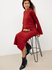 Vermelho Borgonha - Vestido Maternity de manga comprida para amamentação - Imagem 3 de 9