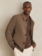 Reiss Chestnut Brown Bobby Technical Button Through Jacket - Image 1 of 5