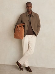 Reiss Chestnut Brown Bobby Technical Button Through Jacket - Image 3 of 5