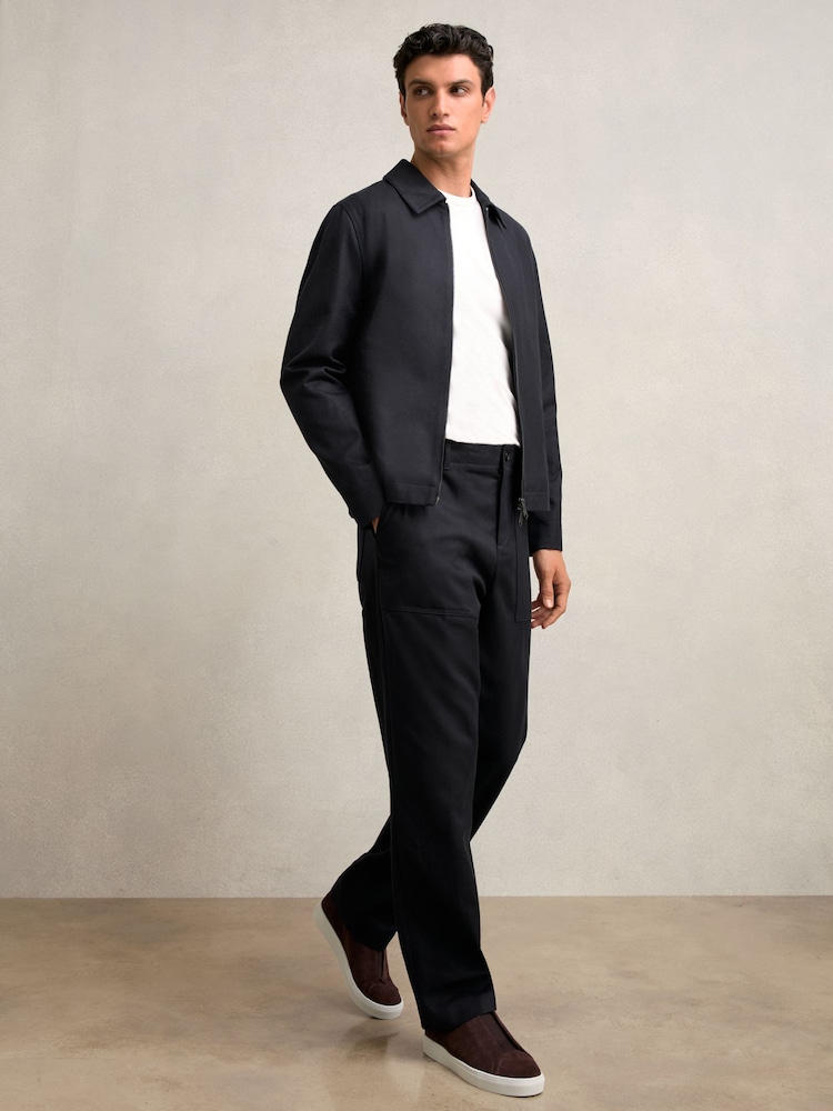 Mornarica - Reiss Preach Lyocell-Cotton Zip-Through Twill Jacket - Slika 1 iz 6 Mornarica - Reiss Preach Lyocell-Cotton Zip-Through Twill Jacket - Slika 1 iz 6