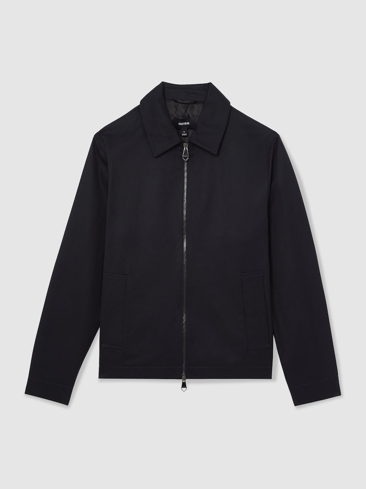 Mornarica - Reiss Preach Lyocell-Cotton Zip-Through Twill Jacket - Slika 2 iz 6 Mornarica - Reiss Preach Lyocell-Cotton Zip-Through Twill Jacket - Slika 2 iz 6