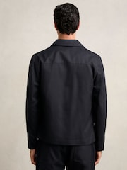 Mornarica - Reiss Preach Lyocell-Cotton Zip-Through Twill Jacket - Slika 5 iz 6