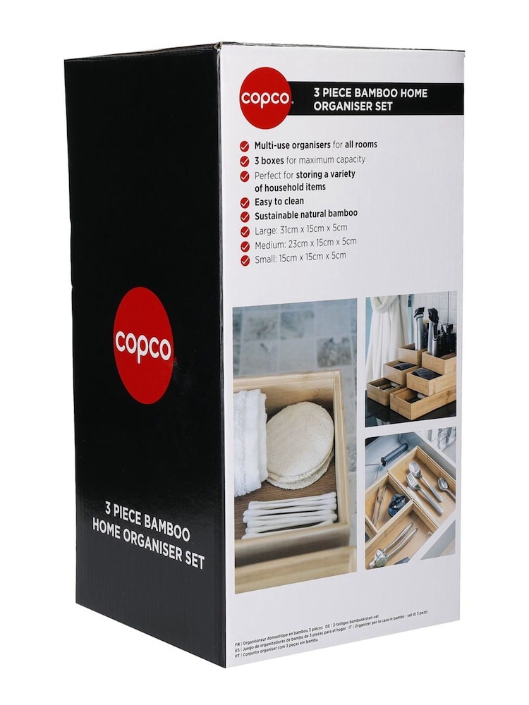 COPCO Set of 3 Brown Stackable Drawer and Desk Organiser - Image 6 of 6 COPCO Set of 3 Brown Stackable Drawer and Desk Organiser - Image 6 of 6
