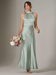 Jolie Moi Green Halter Neck Maxi Dress - Image 1 of 6