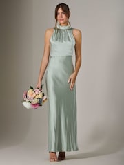 Jolie Moi Green Halter Neck Maxi Dress - Image 4 of 6