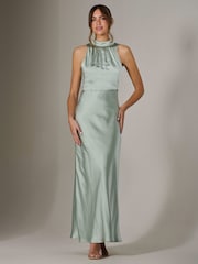 Jolie Moi Green Halter Neck Maxi Dress - Image 6 of 6