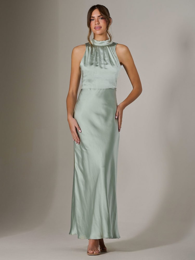 Jolie Moi Green Halter Neck Maxi Dress - Image 6 of 6