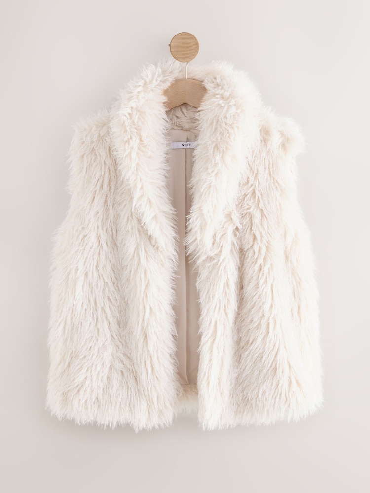 新品】VEGAN FUR GILET IVORY Buy Ecru Faux Fur Gilet from Next New 
