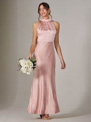 Jolie Moi Pink Halter Neck Maxi Dress - Image 1 of 6