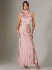Jolie Moi Pink Halter Neck Maxi Dress - Image 6 of 6