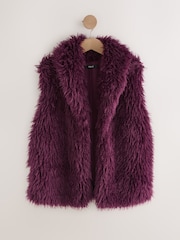 Burgundy Faux Fur Gilet - Image 1 of 3