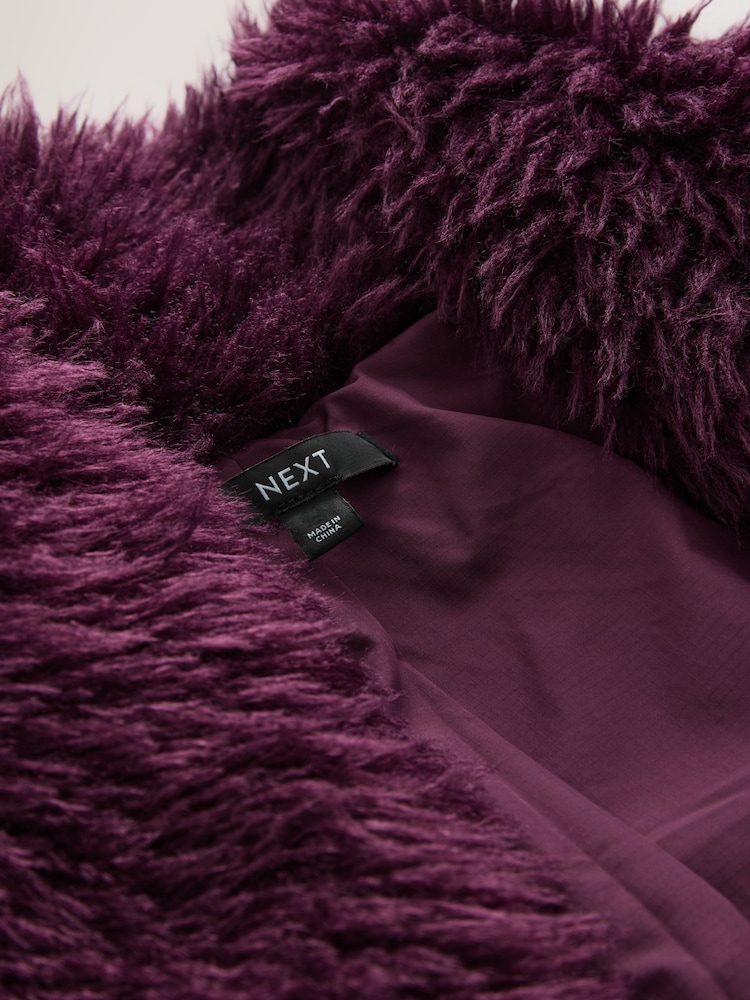 Burgundy Faux Fur Gilet - Image 3 of 3