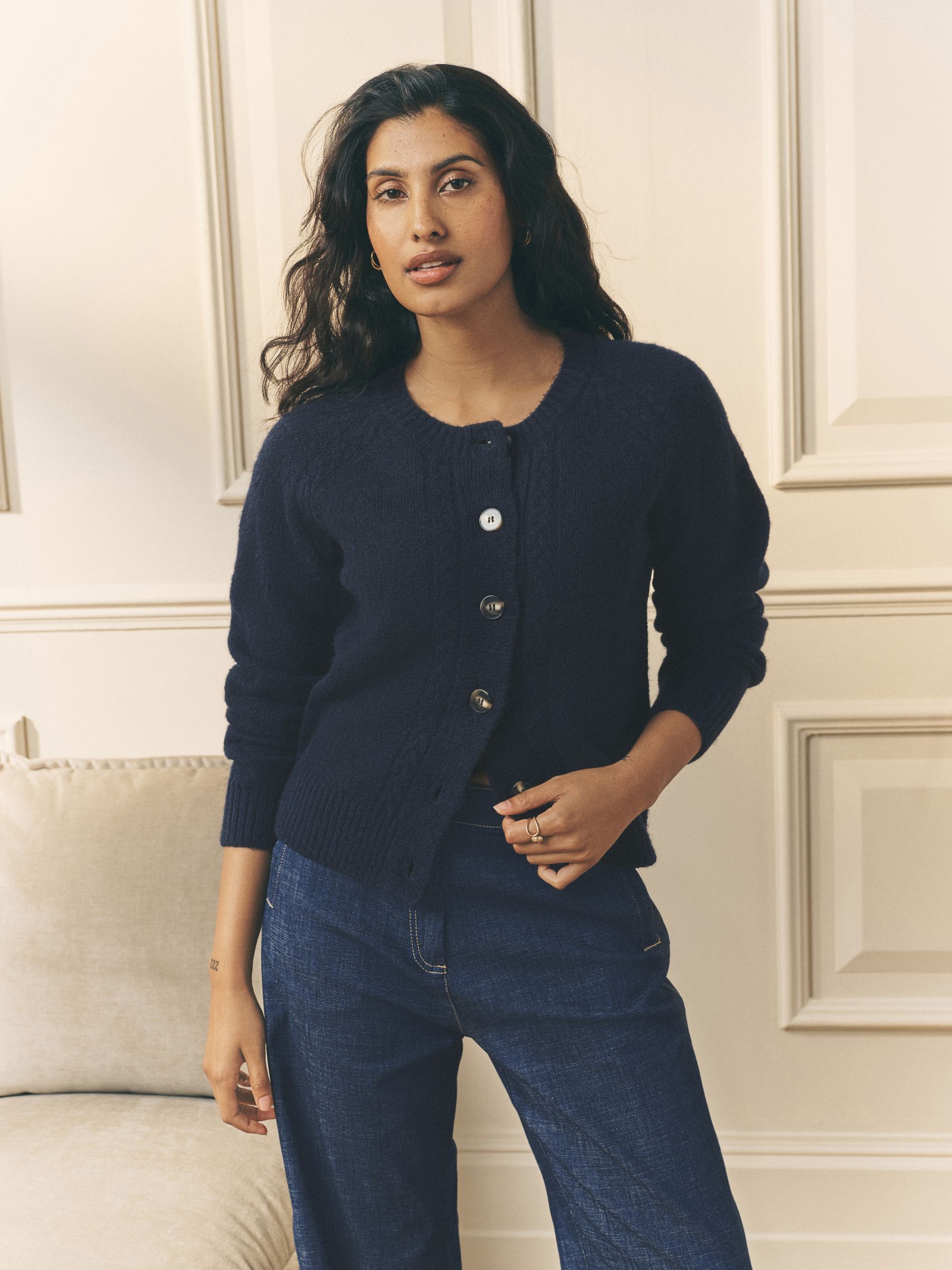Buy Laura Ashley Navy Cable Knit Cardigan from the Next UK online shop