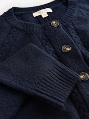 Laura Ashley Navy Cable Button Through Cardigan with a Touch of Wool - Image 3 of 3