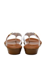 Lotus White Low Wedge Toe Thong Sandals - Image 3 of 4