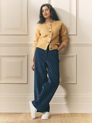 Laura Ashley Ochre Yellow Cable Knit Cardigan with a Touch of Wool - Image 1 of 7
