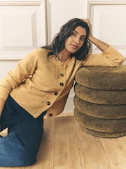 Laura Ashley Ochre Yellow Cable Knit Cardigan with a Touch of Wool - Image 2 of 7