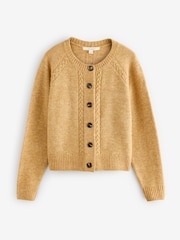 Laura Ashley Ochre Yellow Cable Knit Cardigan with a Touch of Wool - Image 5 of 7