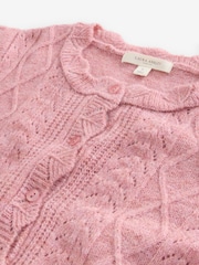 Laura Ashley Dusty Rose Pointelle Button Through Scallop Cardigan With A Touch Of Wool - Image 7 of 8