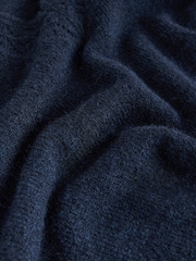 Laura Ashley Navy Pointelle Button Through Scallop Cardigan With A Touch Of Wool - Image 2 of 3