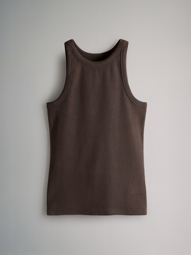 Buy The Set Chocolate Brown Pack Ribbed Vest Long Sleeve