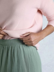 Weird Fish Green Lathika Doublecloth Midi Tiered 100% Cotton Skirt - Image 3 of 7