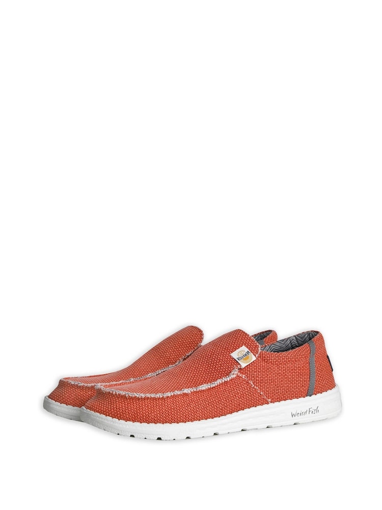Weird Fish Orange Sole Lace 100% Cotton Slip-Ons - Image 1 of 3
