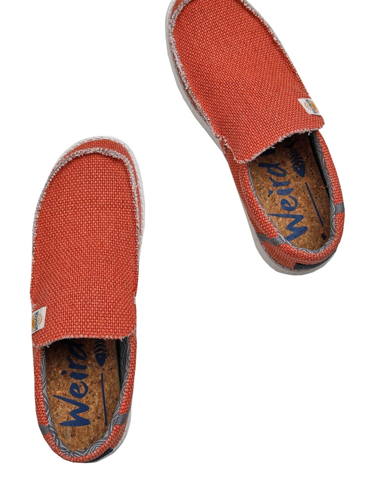 Weird Fish Orange Sole Lace 100% Cotton Slip-Ons - Image 3 of 3
