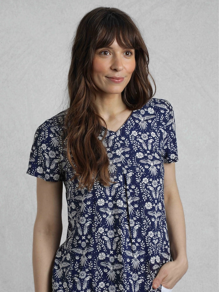 Weird Fish Blue Solle Viscose Printed Top - Image 1 of 7