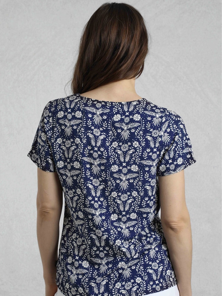 Weird Fish Blue Solle Viscose Printed Top - Image 2 of 7