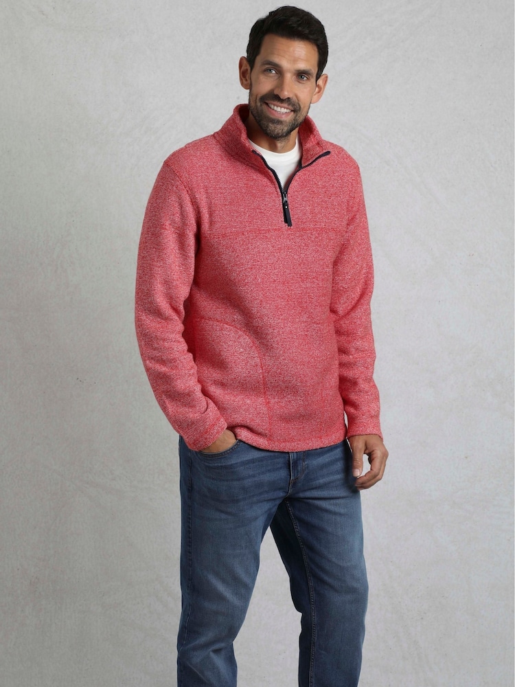 Weird Fish Red Laramie 1/4 Zip Snow Marl Fleece - Image 1 of 7