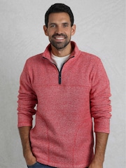 Weird Fish Red Laramie 1/4 Zip Snow Marl Fleece - Image 2 of 7
