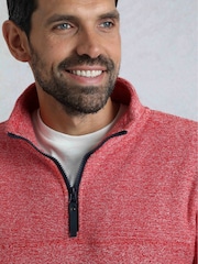Weird Fish Red Laramie 1/4 Zip Snow Marl Fleece - Image 4 of 7