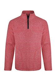 Weird Fish Red Laramie 1/4 Zip Snow Marl Fleece - Image 6 of 7