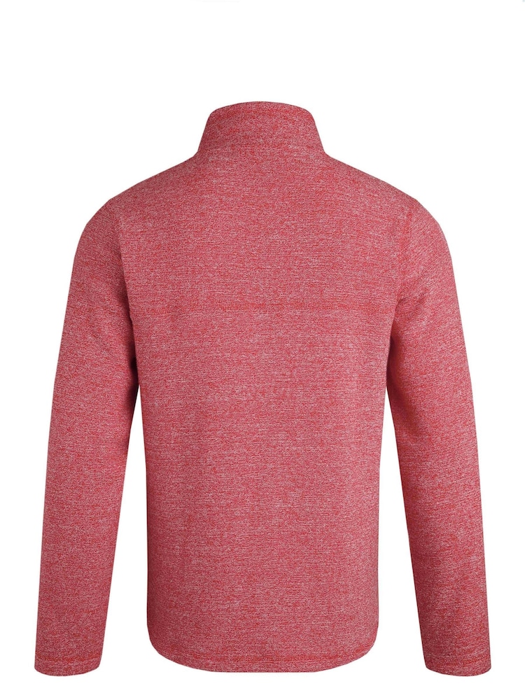 Weird Fish Red Laramie 1/4 Zip Snow Marl Fleece - Image 7 of 7