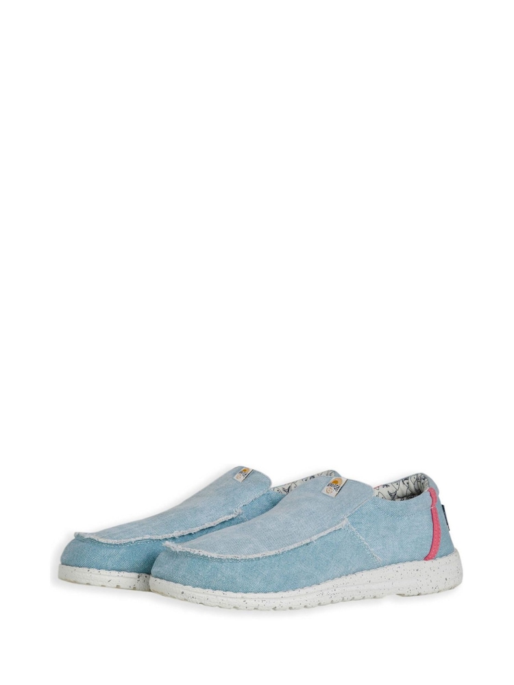 Weird Fish Blue Shoaler Washed Canvas Lightweight 100% Cotton Slip-Ons - Image 1 of 5