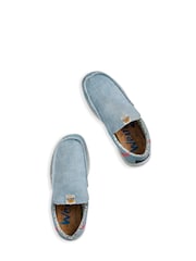 Weird Fish Blue Shoaler Washed Canvas Lightweight 100% Cotton Slip-Ons - Image 3 of 5