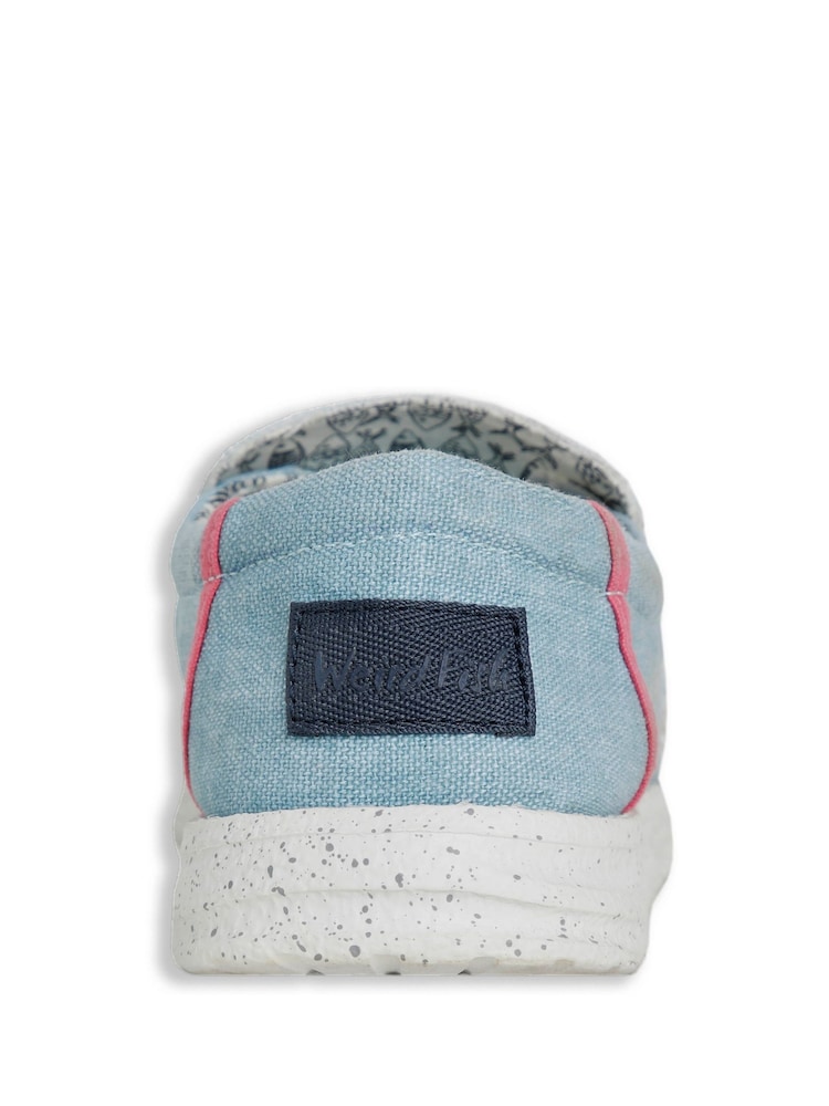 Weird Fish Blue Shoaler Washed Canvas Lightweight 100% Cotton Slip-Ons - Image 5 of 5